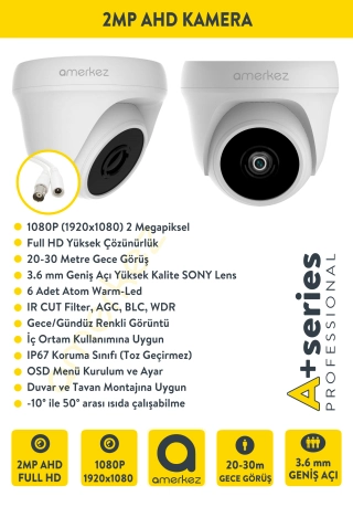 2MP AHD 4'lü Dome Kamera Seti İç Ortam Eksiksiz Full Set DX1