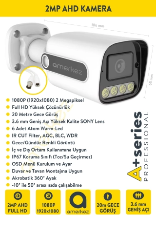 2MP AHD 4'lü Kamera Seti Dış Ortam Eksiksiz Full Set ZX1