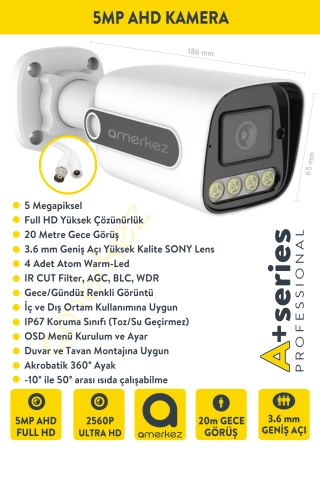 5MP AHD 4'lü Kamera Sesli ve Gece Renkli Seti Dış Ortam Eksiksiz Full Set ZX1