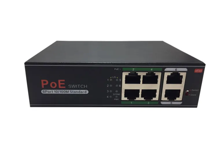 4+2 ports PoE switch (1-4 ports PoE desteği) 60W
