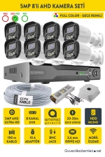 5MP AHD Gece Renkli Full Color 8 Kameralı AHD Full Hazır Set | AHD-1007-8 fotoğraf-1