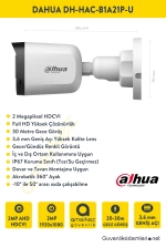 Dahua 2MP 8 Kameralı Renkli Gece Görüş AHD Full Set DH-HAC-B1A21P-U-IL.XVR1B08-I fotoğraf-2
