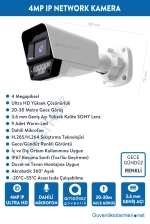 4MP IP Dahili Sesli ve Gece Renkli 4 Kameralı IP Full Hazır Set | IP-1009-4 fotoğraf-2