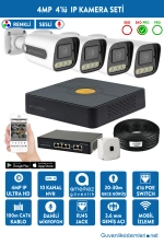4MP IP Dahili Sesli ve Renkli 4 Kameralı IP Full Hazır Set | IP-5514-4 fotoğraf-1