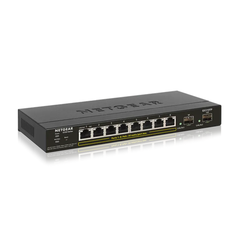 NetGear GS310TP-100EUS 8 Portlu 10/100/1000 Gigabit 2 dahili SFP portu, 8 port PoE+ (55W)