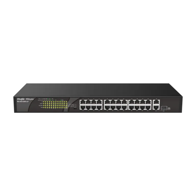 Reyee RG-ES126S-LP 26 Portlu, 10/100 Fast Ethernet, Tak Çalıştır Switch, 1 Gigabit Uplink, 1 Gigabit Combo, 24 Port PoE+ (180W)