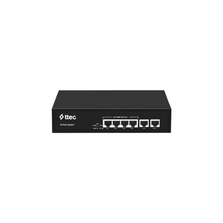 ttec 0665P 4 Portlu, 10/100 Fast Ethernet, Tak Çalıştır Switch, 2 Fast Ethernet Uplink, 4 Port PoE+ (65W) (TSS)