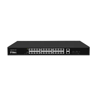 ttec 28400PG-2SFP 24 Portlu, 10/100/1000 Gigabit, Tak Çalıştır Switch, 2 Gigabit Uplink, 2 SFP, 24 Port PoE+ (400W) (TSS)