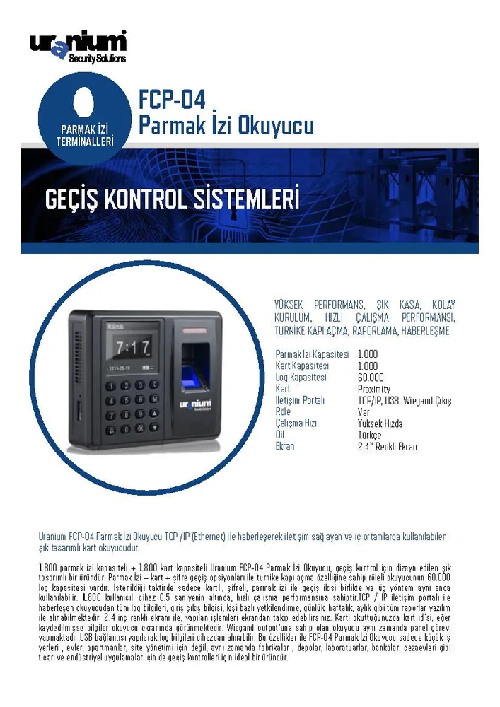 Uranium FCP-04 - Parmak izi okuyucular