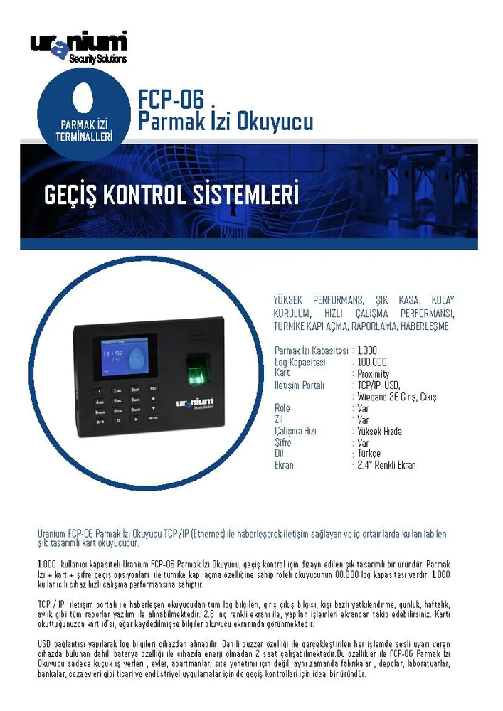 Uranium FCP-06 - Parmak izi okuyucular