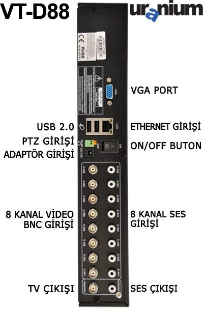 Uranium VT-D88 - DVR kayıt cihazı